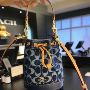 Coach Mini Bucket Bag In Signature Denim
